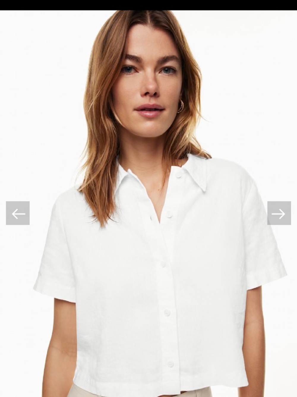Wilfred linen Cropped White Button Front Shirt - Picture 2 of 10